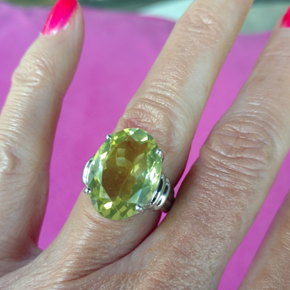 New! Lemon quartz /sterling silver ring